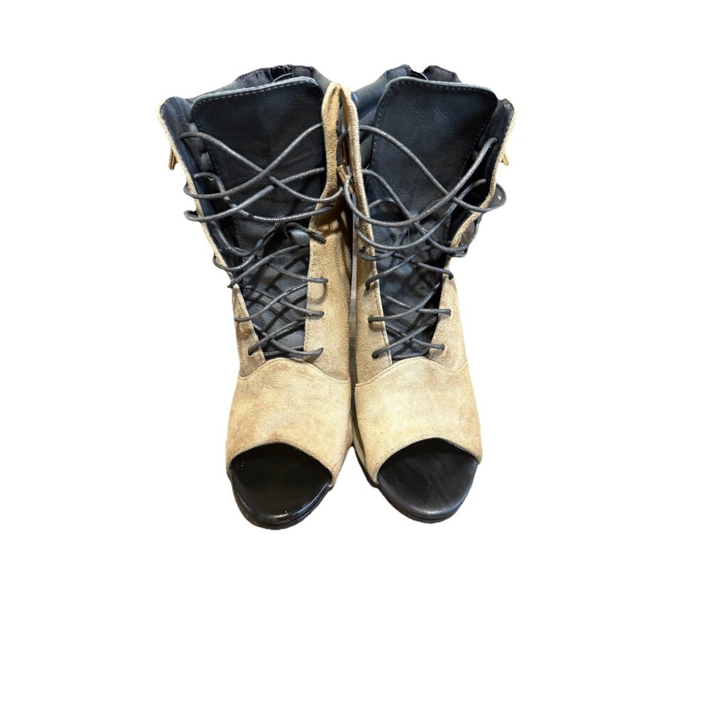 Charlotte Russe Olive Lace up Booties Size 10